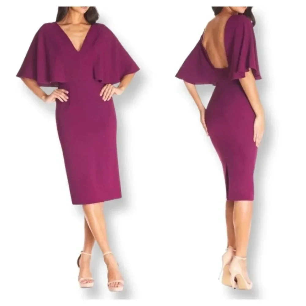 Dress The Population NWT Louisa Flutter Sleeve Dress Size XS